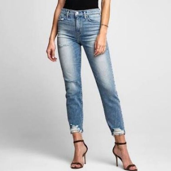 Hudson Size 27 Zoeey Straight Leg Crop Dipo Distressed Jeans - Picture 1 of 16